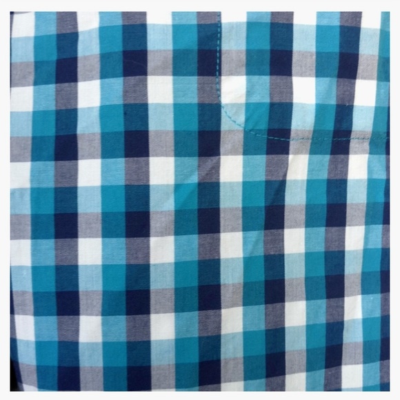 IZOD Men Blue White Plaid Long Sleeve Shirt - Picture 4 of 7